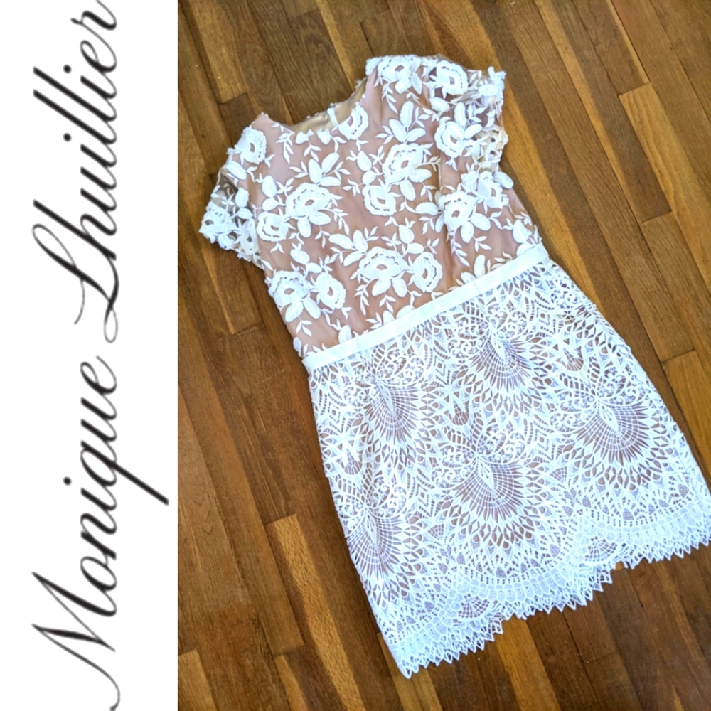 Monique Lhuillier Calypso Floral Dress Lace 16 XL